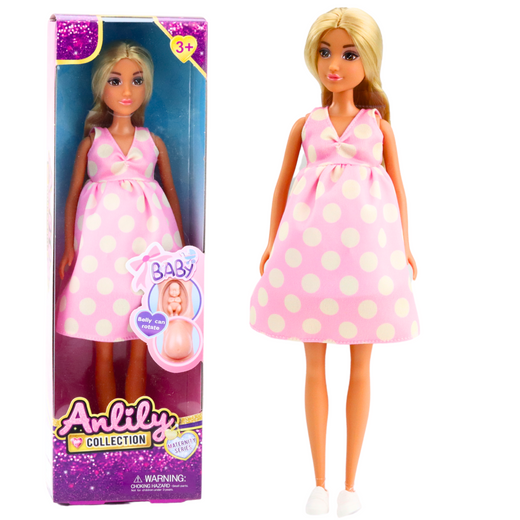 Children's Doll Anlily Princess Long Dark Hair Yellow Dress