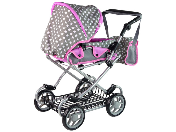 Baby-Puppenwagen 2-in-1-Tragetasche Rosa Sterne