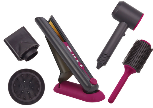 Friseur-Set, Trockner, Glätteisen, Bürste, austauschbare Spitzen