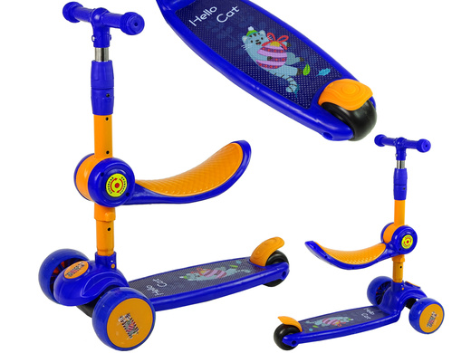 Dreirädriger Balance-Scooter Saddle Blue Music Diodes Cat