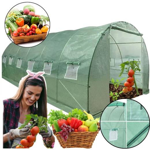 Folientunnel Gartengewächshaus 6x3x2m Folie 18m² UV-4 Premium