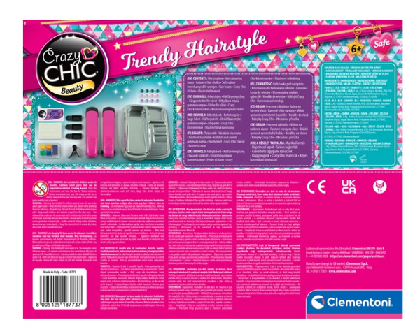 Crazy Chic Haarfärbe-Set: Crazy Frisuren mit Glätteisen & Perlen Clementoni 18773