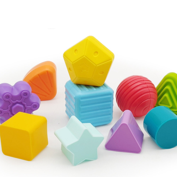Elastic Sensory Cube Anti-Stress Sorter Rubber Blocks For Children