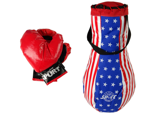 Boxset 3-tlg Boxsack Boxhandschuhe Boxtraining USA-Look Kinder Boxhandschuhen