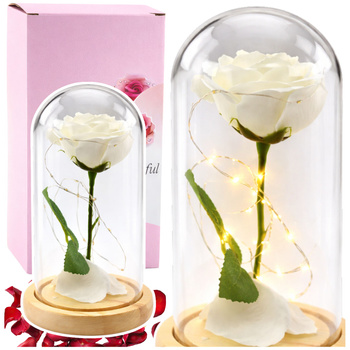 Eternal Rose In Glass Dome LED Lighting White 21x11cm