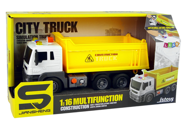 Construction Vehicle Tipper Truck 1:16 Yellow Lift Trailer