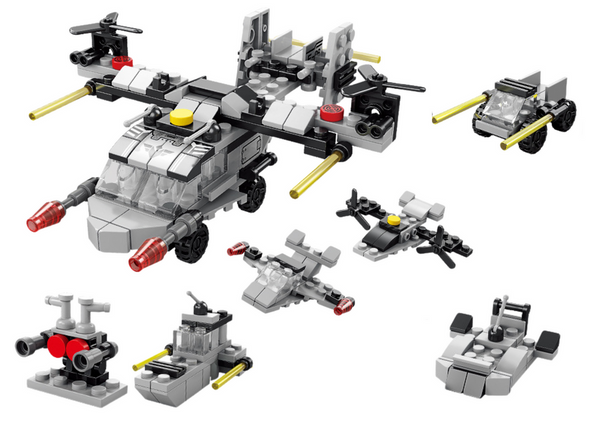 Construction Blocks Helicopter 6in1 DIY Set Vehicles 117 pcs.