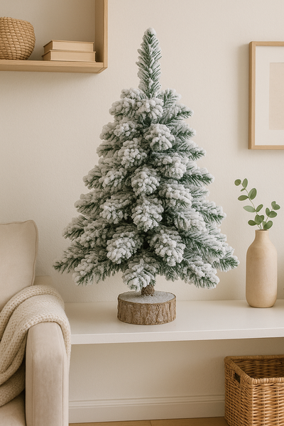 Decorative Artificial Christmas Tree on a Trunk Covered with Snow 60 x 16 cm