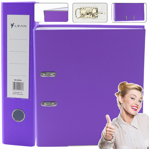 A4/75mm Document Binder Fitting Lever Mechanism Purple