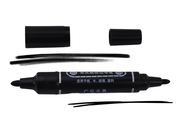 Set doppelseitiger Marker, wasserfest, Schwarz, 10 Stück.