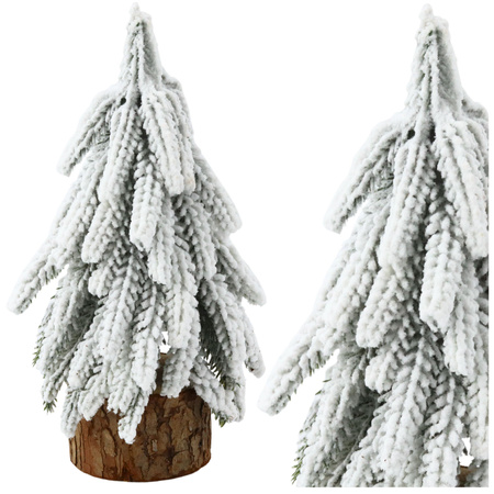 Decorative Artificial Christmas Tree on a Trunk Covered with Snow 20 x 9 cm