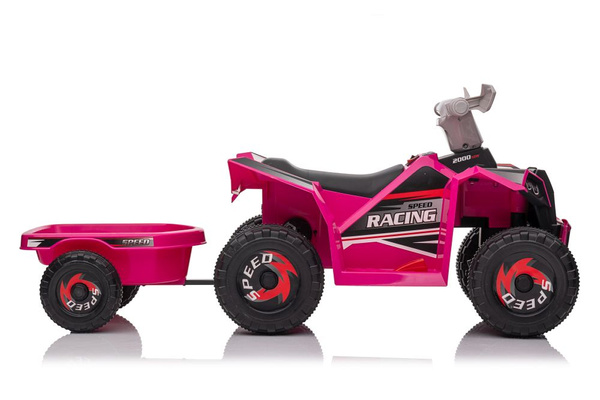 XMX630T Pink Battery Quad Bike With Trailer