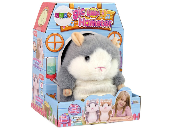 Interaktiver sprechender Hamster aus grauem Plüsch mit Wortwiederholung