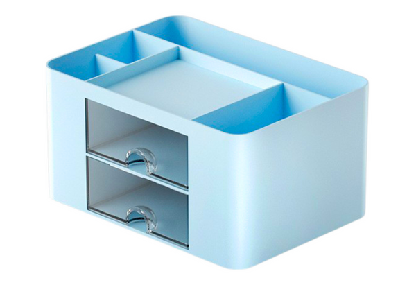 Schreibtisch-Organizer mit Schubladen, Blau