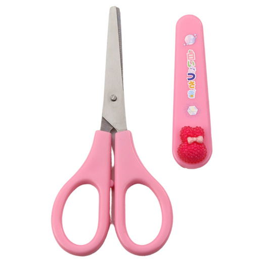 School Scissors With Cover Decorative Pink Bunny 14cm
