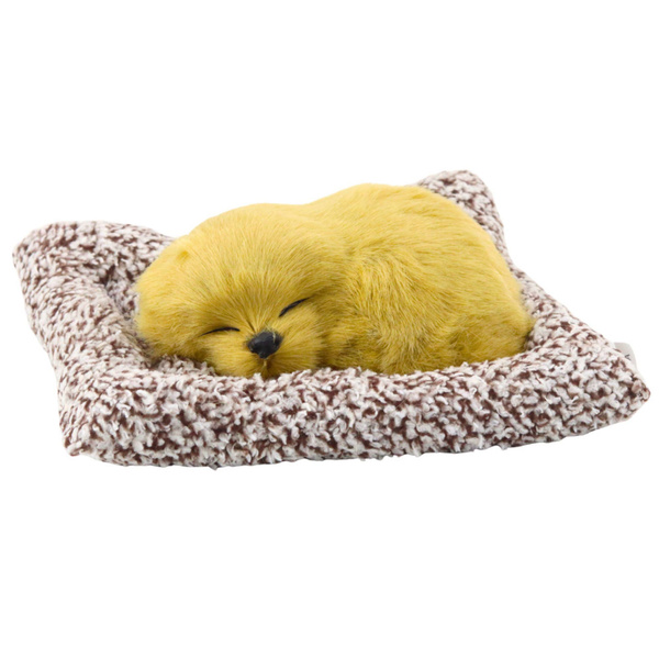 Sleeping Labrador on a Pillow Figurine with Fur Transparent Bag Sounds