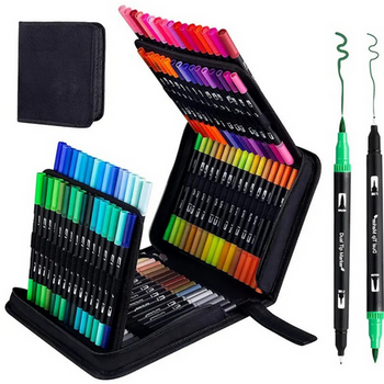 Set mit 120 doppelseitigen wasserfesten Farbmarkern