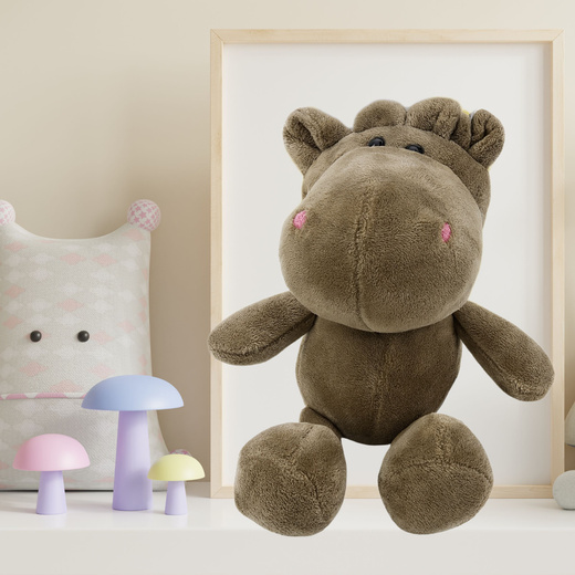 Plush Toy Hippopotamus with Suction Cup Brown 23 x 12 cm
