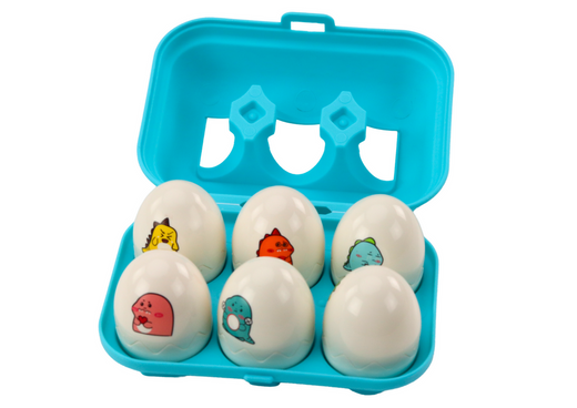 Set aus sechs geometrischen bunten Dinosaurier-Eiern