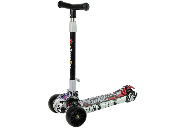 Dreirädriger Scooter Leuchtende Räder Weiß Farbige Grafik Totenkopf