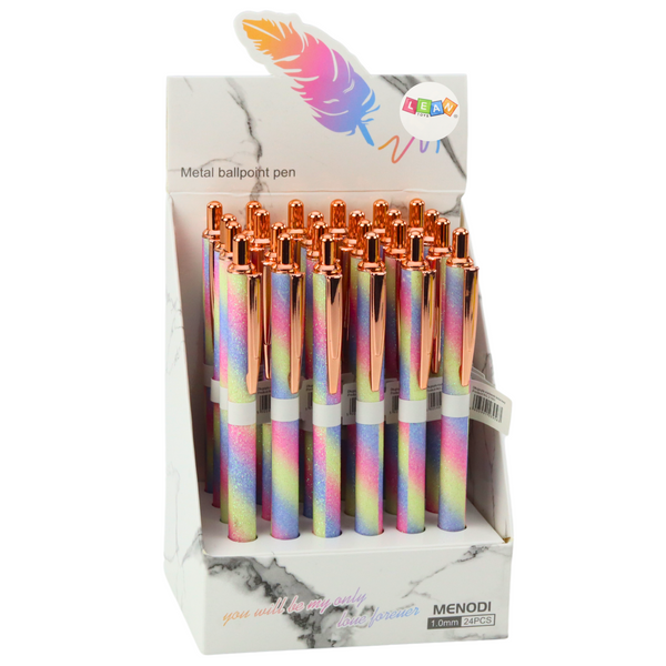 Kugelschreiber aus Metall mit automatischem Glitzer, blaue Tinte, 1.0mm