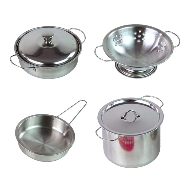 A set of pots and kitchen accessories for children