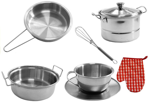 Set of Stainless Steel Pots for Children 23 elements
