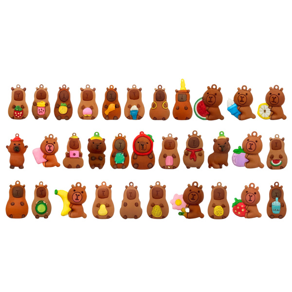 Capybara-Figur-Schlüsselanhänger und Überraschungskarten in einer Dose