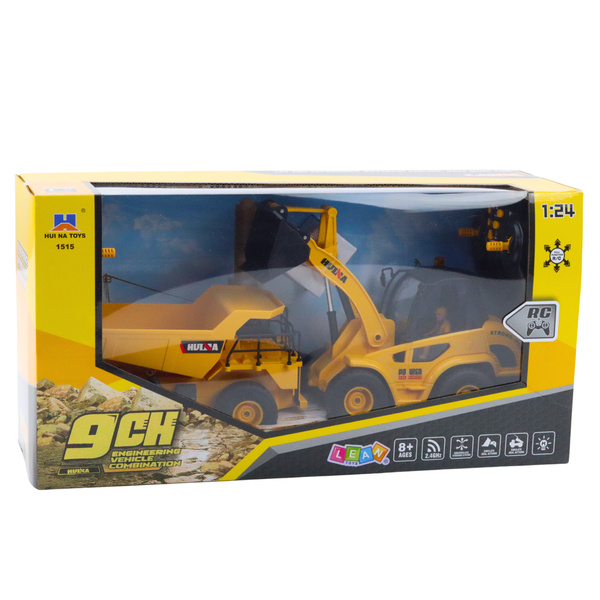 Set Loader Bulldozer Dump Truck 1:24 Remote Controlled RC 2in1