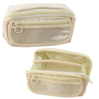 Pencil Case School Kit, Expandable, Roomy, Cream, Beige, 20x10cm