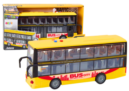 Double Decker Bus 1:16 Lights Sounds Friction Drive Yellow