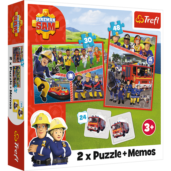 Puzzle - 2in1 + memos - Fireman Sam's Team Trefl 93334