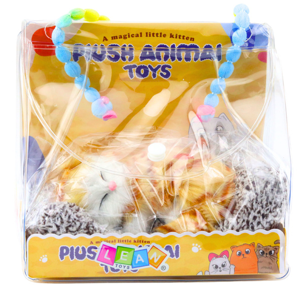 Sleeping Ginger Cat on a Pillow Figurine with Fur Bag Sounds