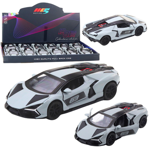 Sports Car Metal Race Drive Opening Doors Gray 1:32