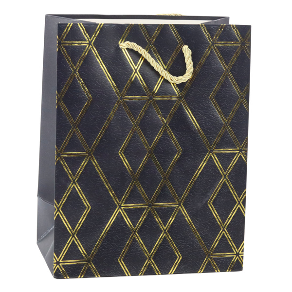 Torba Prezentowa Papierowa Elegancka Złote Wzory 23 x 18 x 10,5 cm