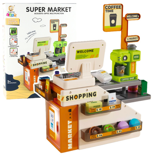 Cash Register Shop Cafe Accessories Lights Sounds 70 pcs.