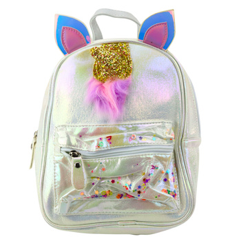 Children's Backpack with Unicorn Horn Moving Confetti Pearl 25cm 4.5L