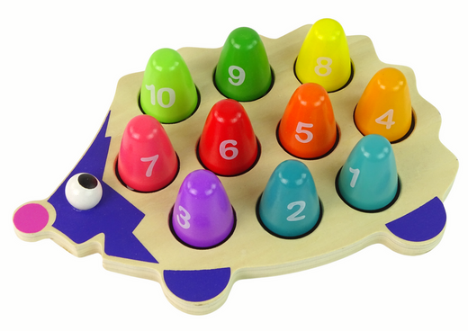 Wooden Educational Hedgehog 10 Colorful Pawns