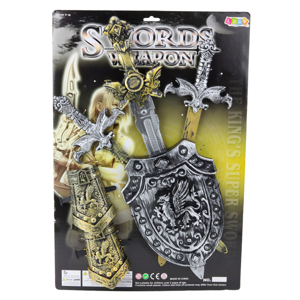 Knight Set 3 Swords Shield Protectors Realistic Decorations