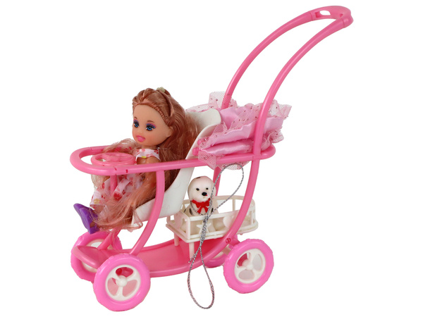 Lucy Doll Set Pregnant Baby Stroller Long Brown Hair