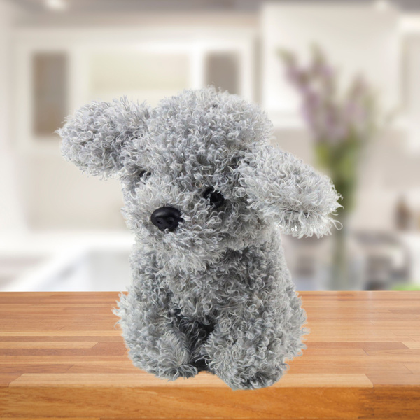 Plush Toy Miniature Poodle Dog, Gray, 20cm