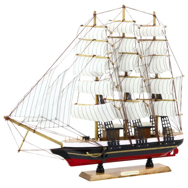 Collectible Model Decorative Three-masted Sailing Ship White 53x45cm