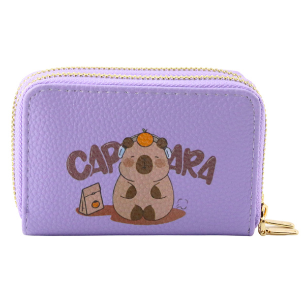 Two-compartment wallet with card compartments Capybara Purple 12.5 x 8.5cm