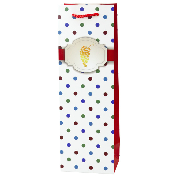 Wine Bottle Gift Bag with Polka Dots 35 x 12 x 9 cm