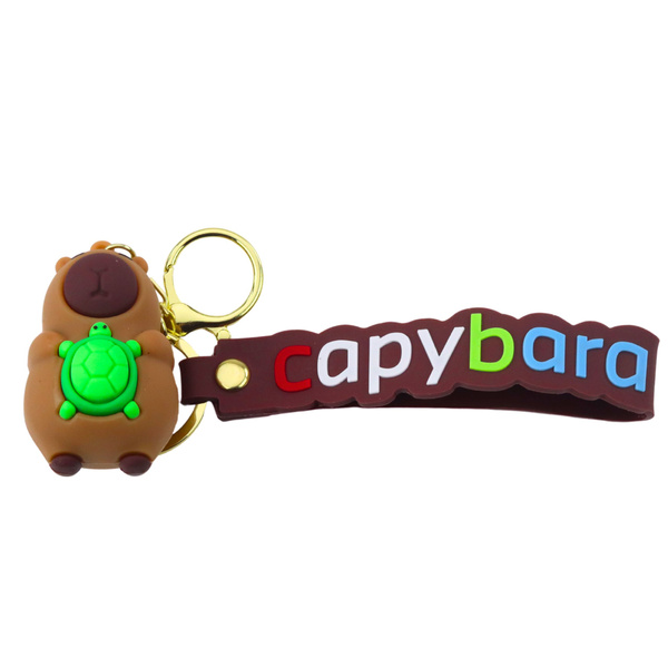 Keychain Figurine Capybara With Turtle Pendant Carabiner Ring