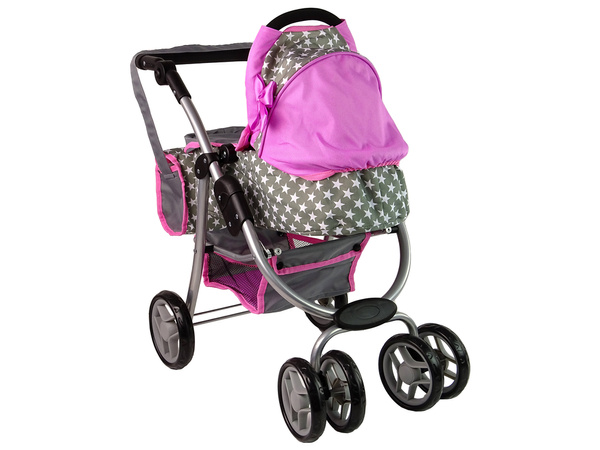 Baby-Puppenwagen 2-in-1 Tragetasche Rosa Sterne