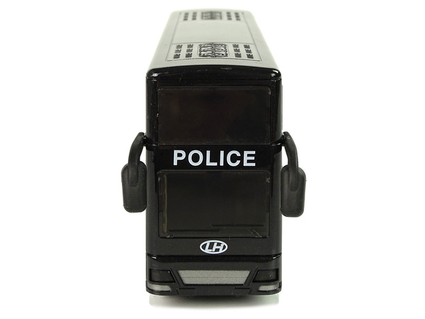 Schwarzer Doppeldecker-Polizeibus mit Pull Down Sound