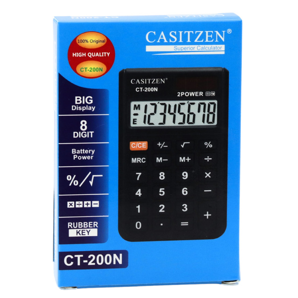 Taschenrechner mit Etui, 8-stellige Anzeige, Solar CT-200N