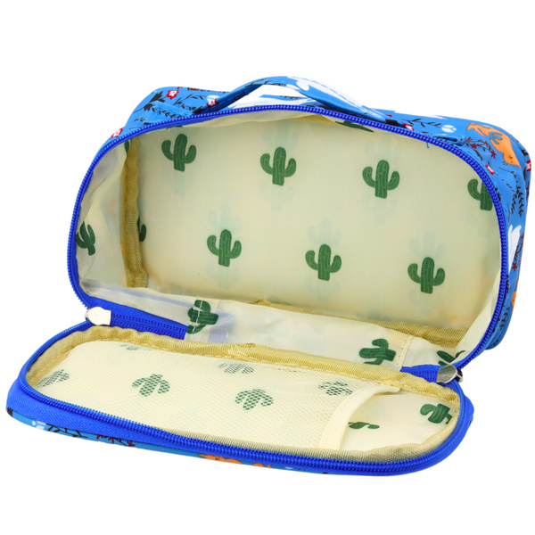 Federmäppchen für die Schule, geräumig, zusätzliche Tasche, Blau, 21,5 cm