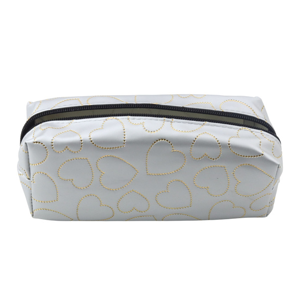Single-compartment School Office Pencil Case Gold Hearts Silver 20x8 cm